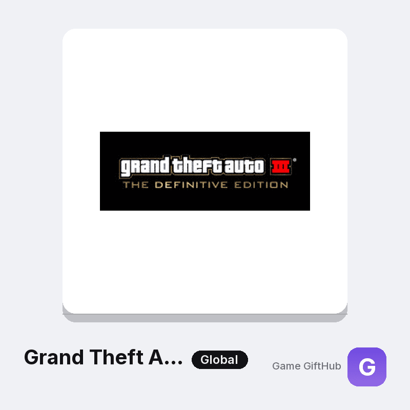 Grand Theft Auto III - The Definitive Edition Gift Card — Steam gift card at Game GiftHub