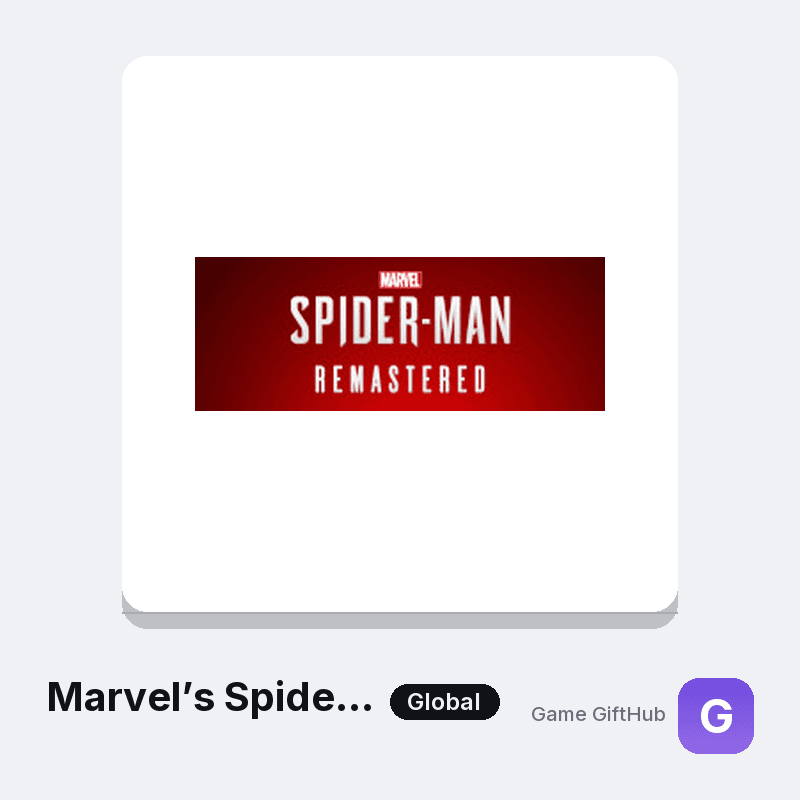 Marvel’s Spider-Man Remastered Gift Card — Steam gift card at Game GiftHub