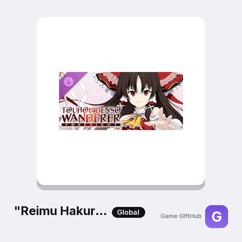 "Reimu Hakurei" Elegant Shrine Maiden Robe (Touhou Genso Wanderer -FORESIGHT-) Gift Card — Steam gift card at Game GiftHub