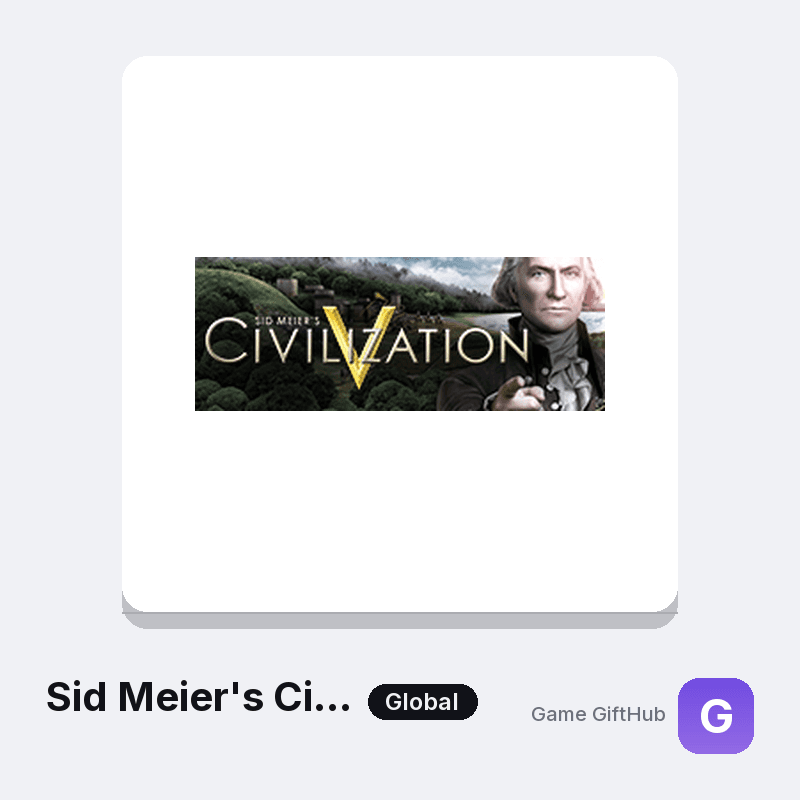 Sid Meier's Civilization V Gift Card — Steam gift card at Game GiftHub