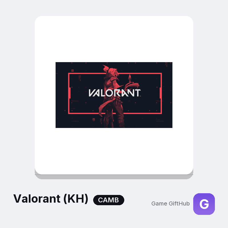 Valorant top-up for Cambodia — 6 VP amounts applied to your Riot ID